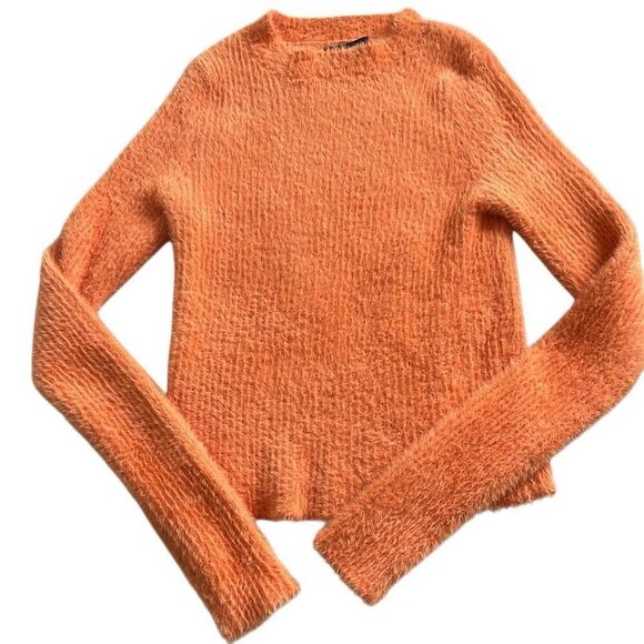 EUC! Mango MNG Orange Fuzzy Cozy Long Sleeve Sweater -Size M (also fits XS/S) - Picture 10 of 11